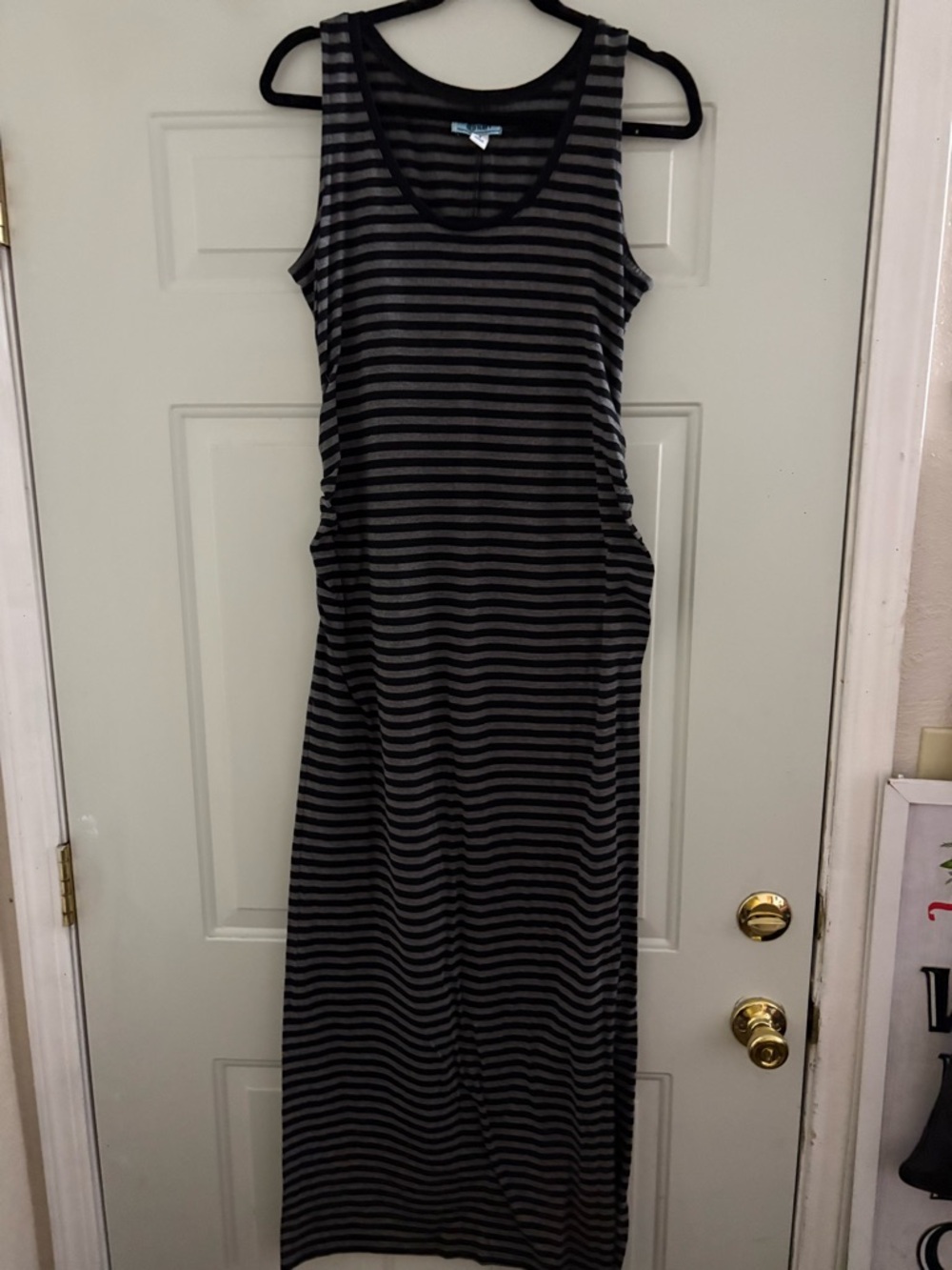 Old Navy Maternity Black and Gray Striped Sleeveless Maxi Dress